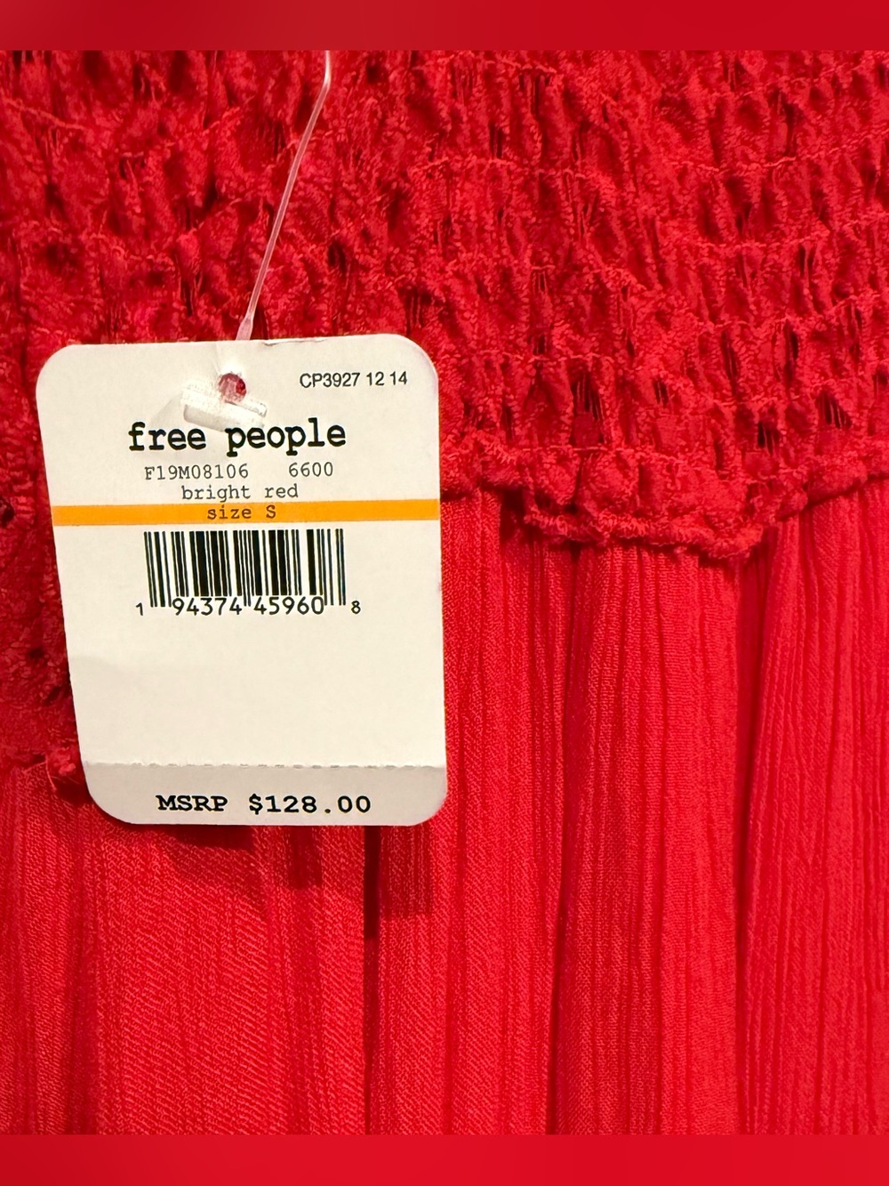 Free People FP One Adella Maxi Slip Dress Red Size S Ruffle Lace Floral Romantic - Picture 6 of 10